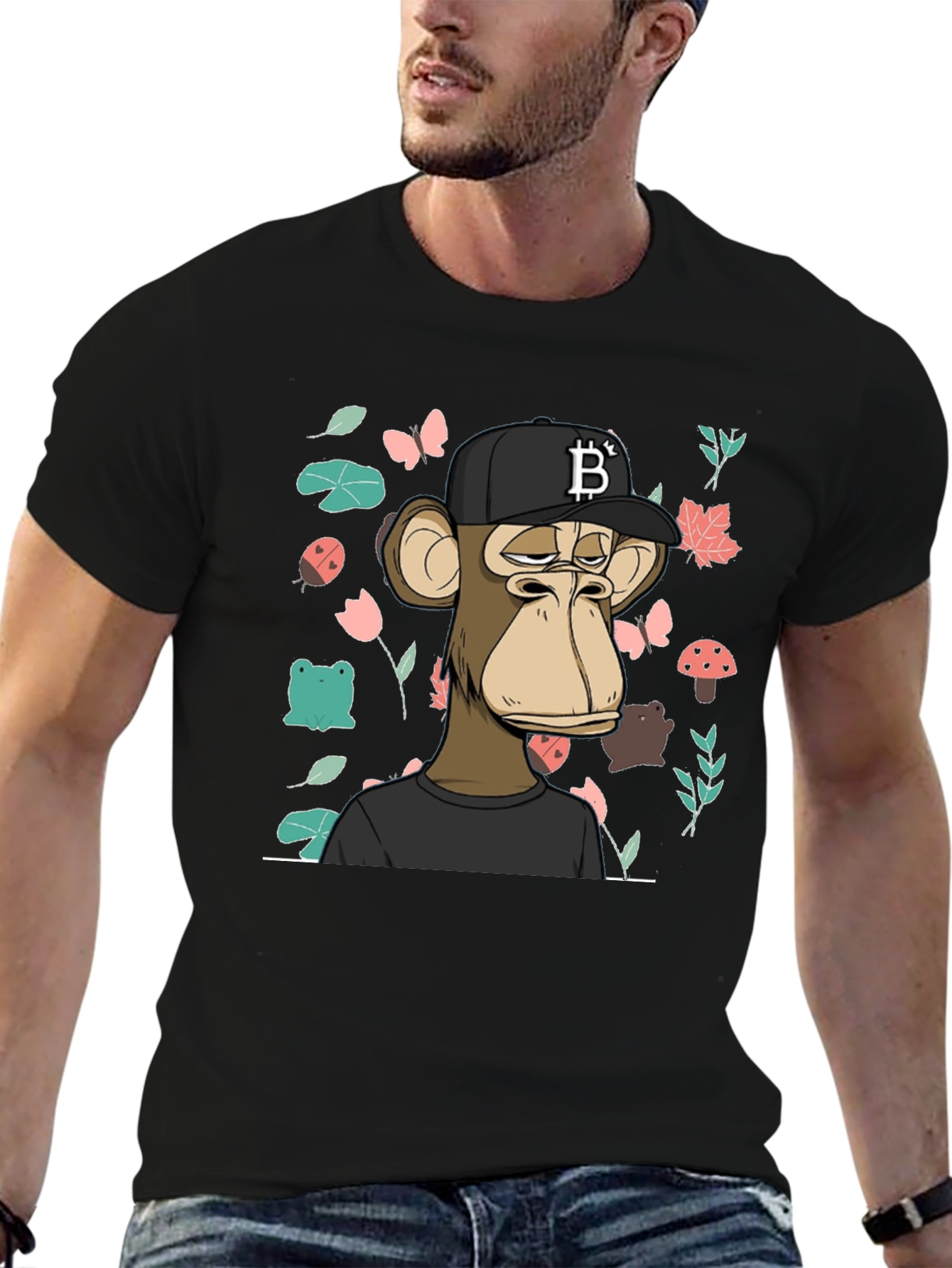 Bored Ape Bitcoin Graphic T-Shirt - Black