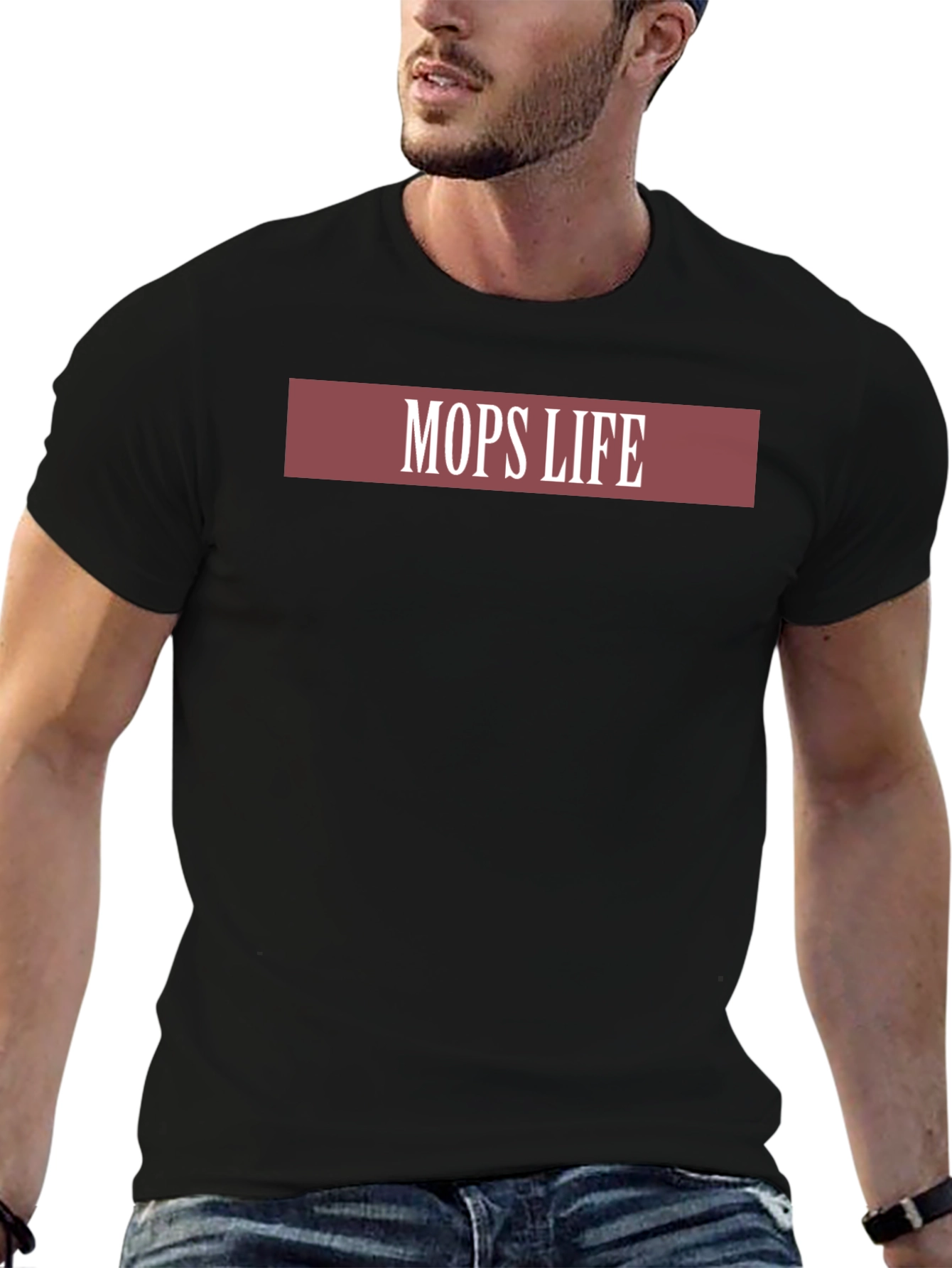MOPS LIFE Graphic Tee - Stylish Black T-Shirt