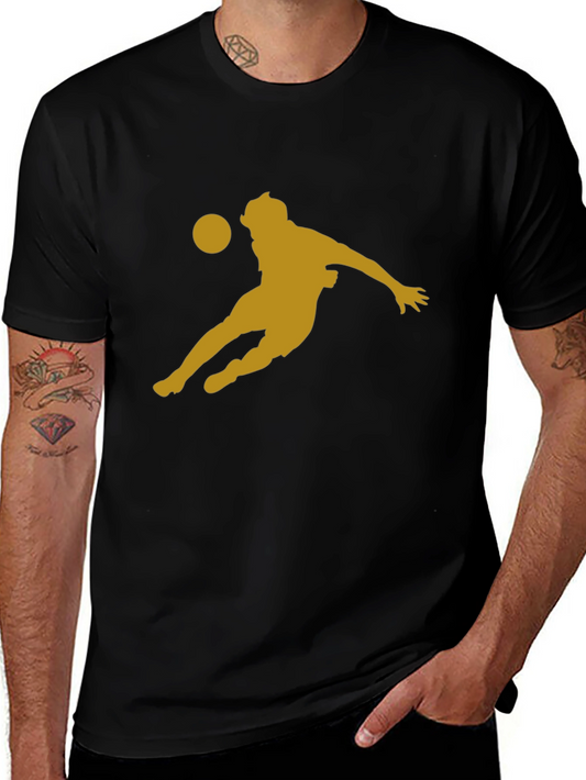 Soccer Player Graphic Tee - Black Cotton Blend