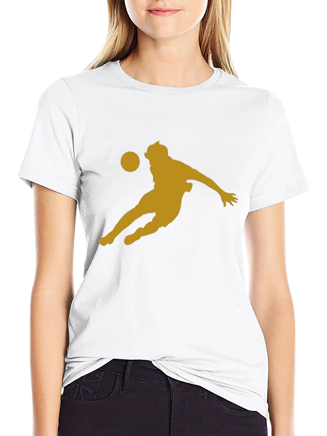 Soccer Player Graphic Tee - Black Cotton Blend