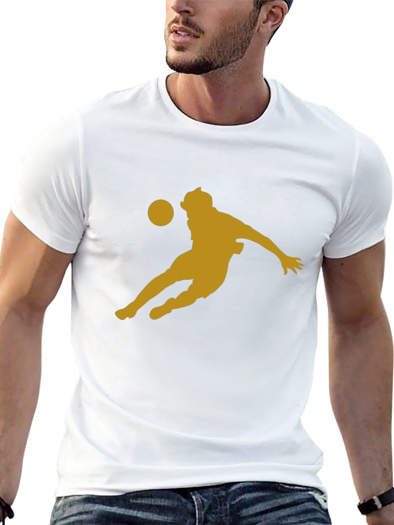 Soccer Player Graphic Tee - Black Cotton Blend