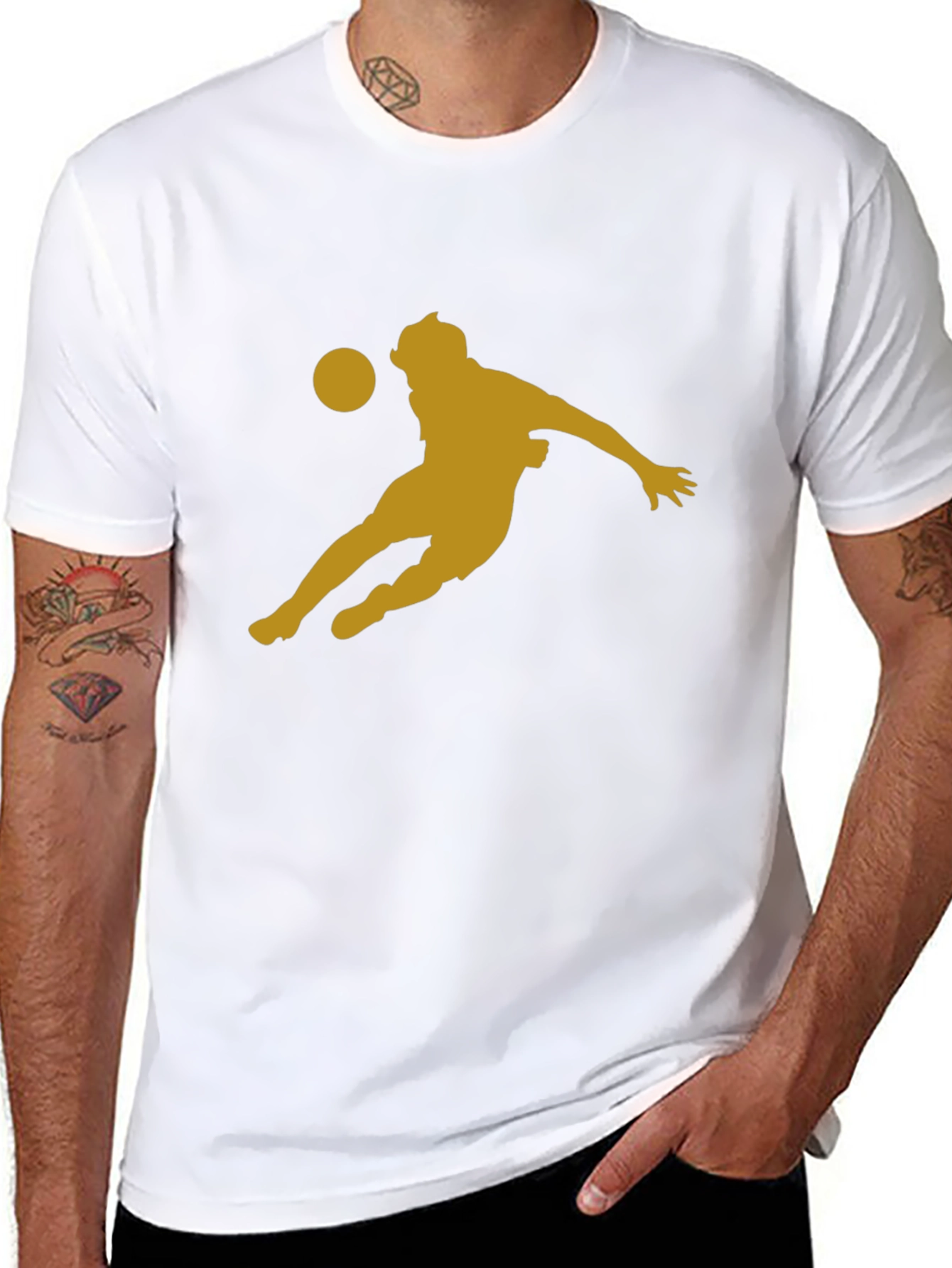 Soccer Player Graphic Tee - Black Cotton Blend