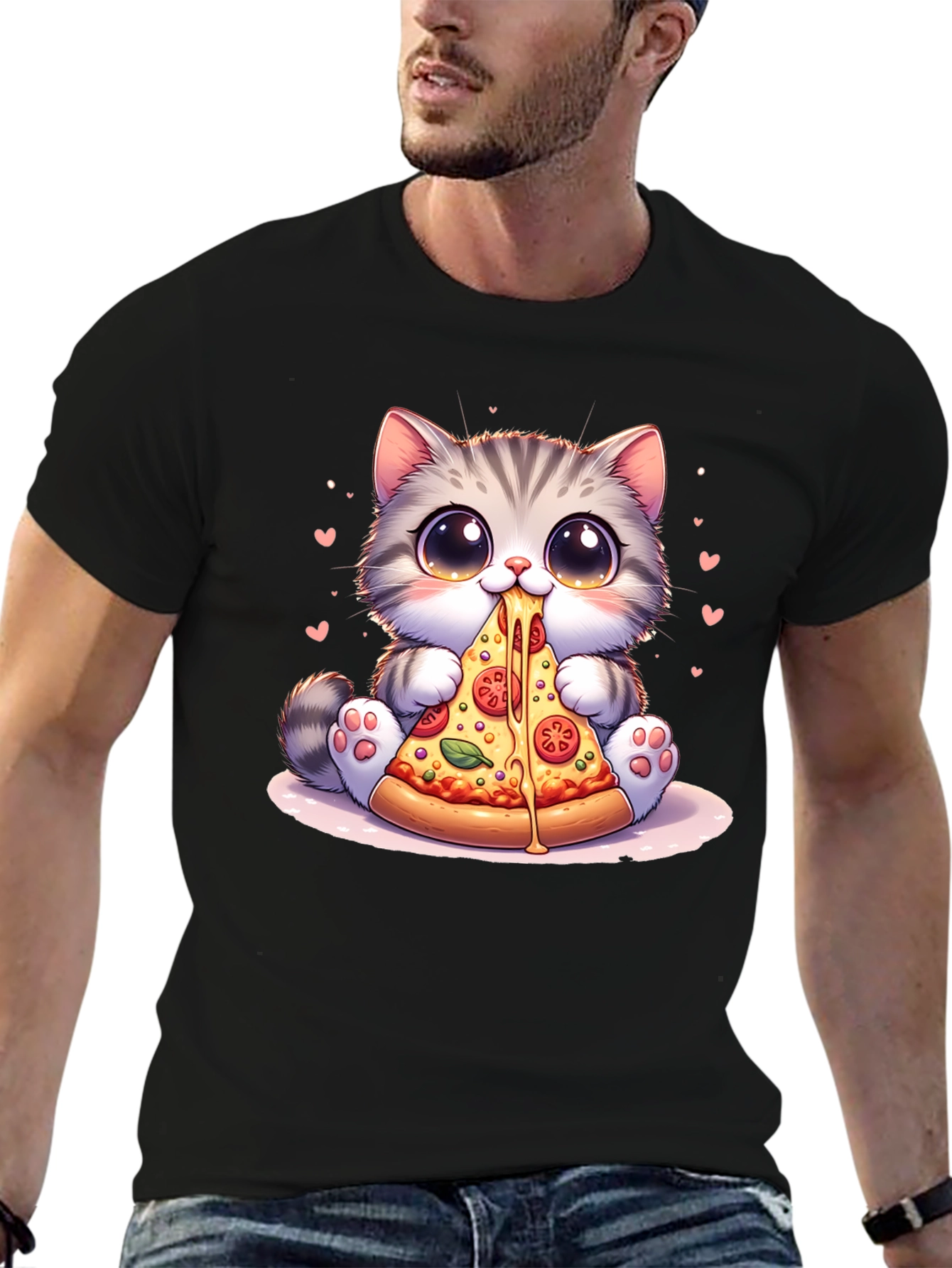 Cute Cat Pizza Lover T-Shirt - Unisex Design