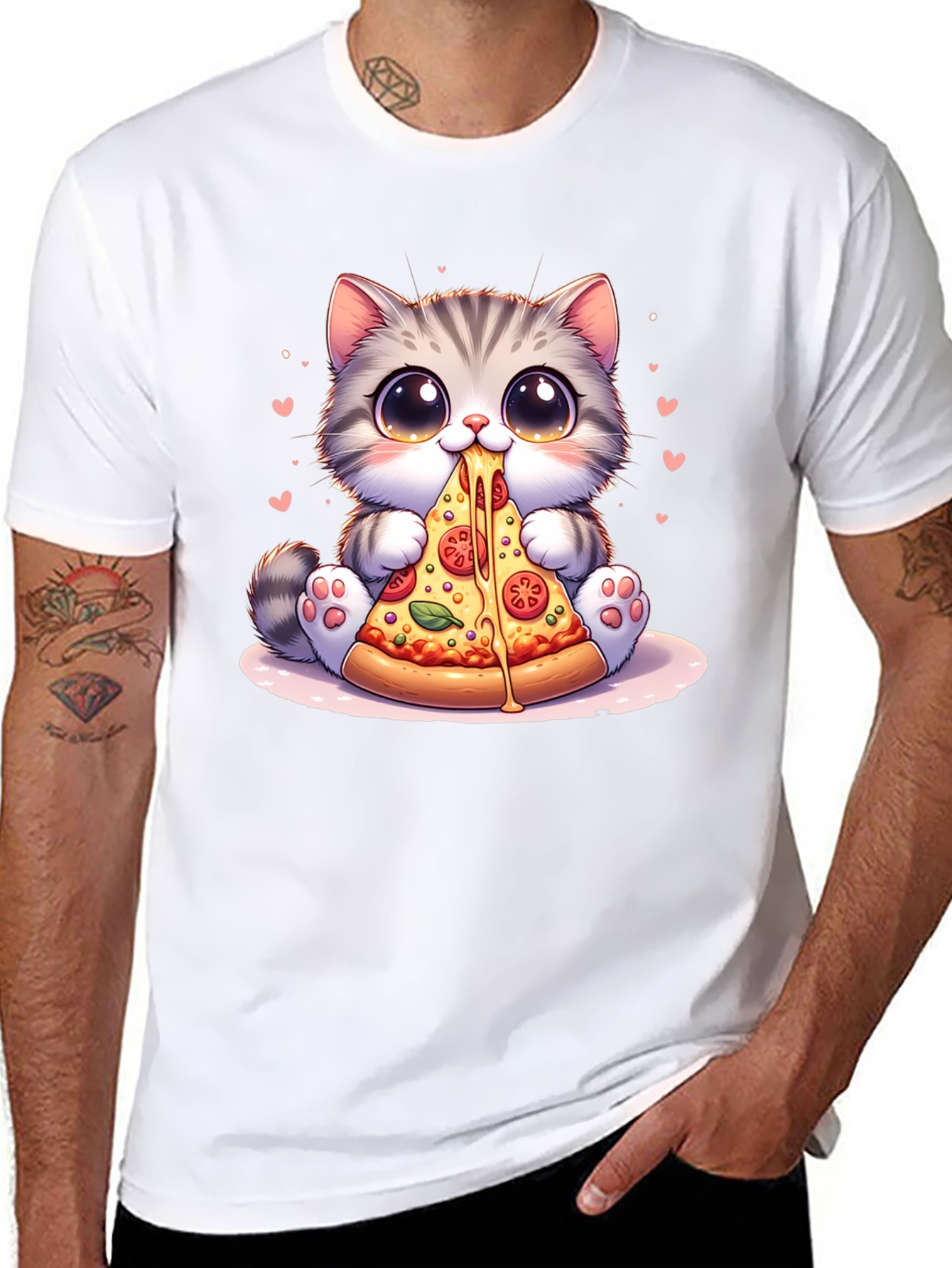 Cute Cat Pizza Lover T-Shirt - Unisex Design
