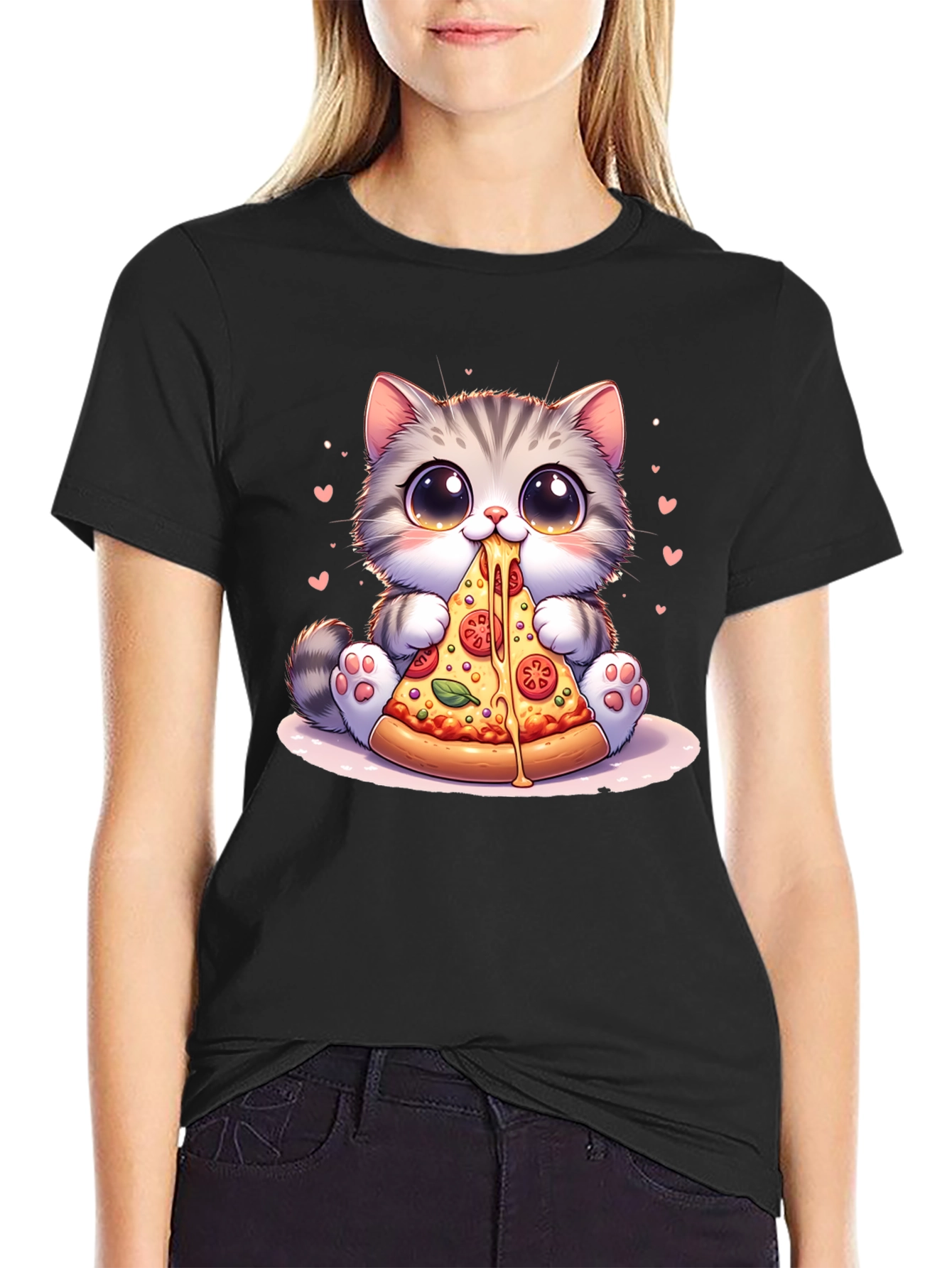 Cute Cat Pizza Lover T-Shirt - Unisex Design