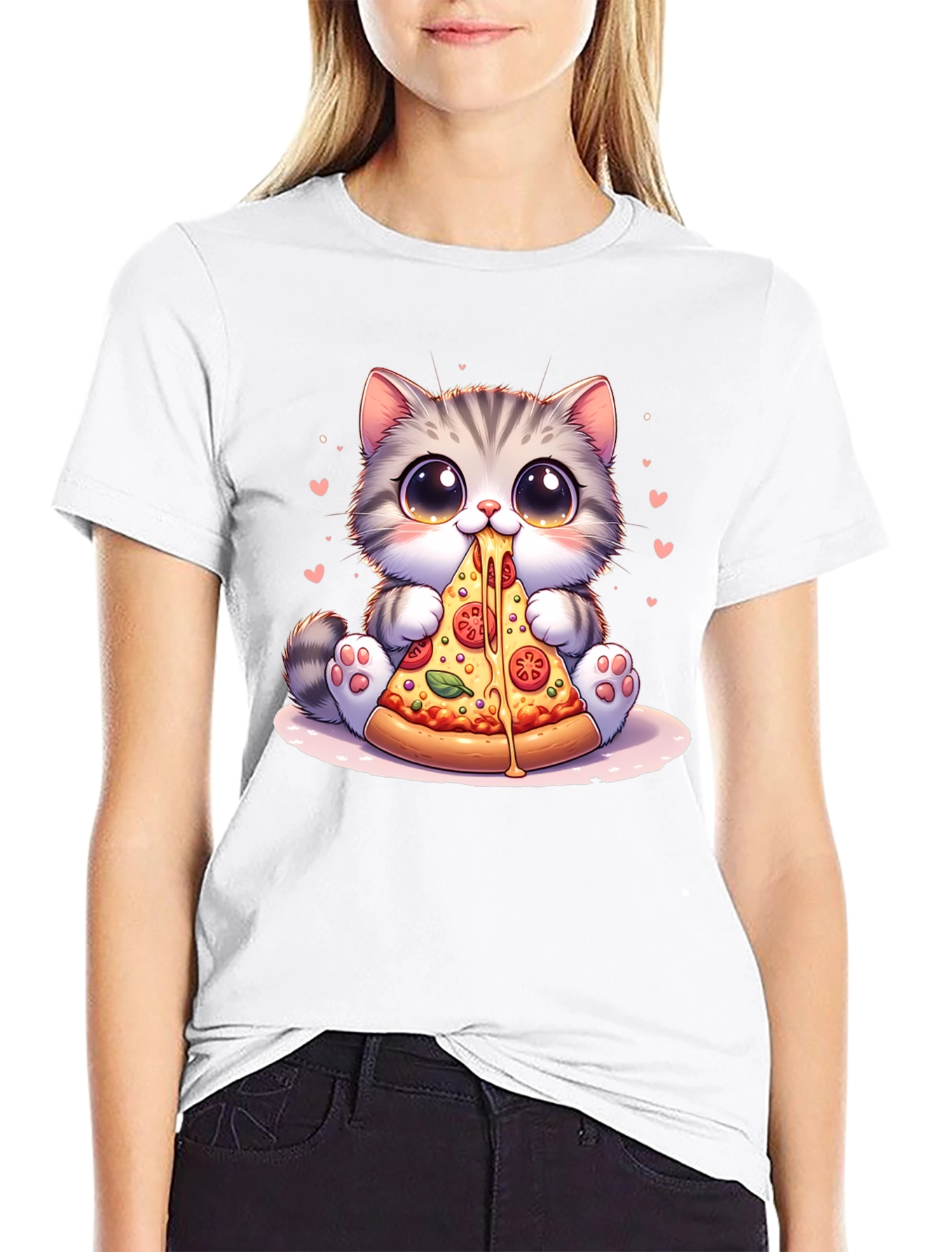 Cute Cat Pizza Lover T-Shirt - Unisex Design