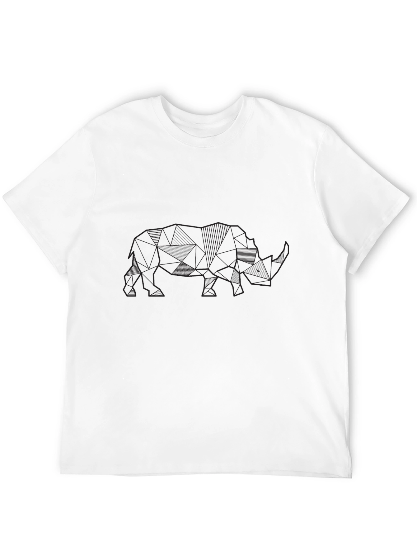 Geometric Rhino Graphic Tee - Modern Style