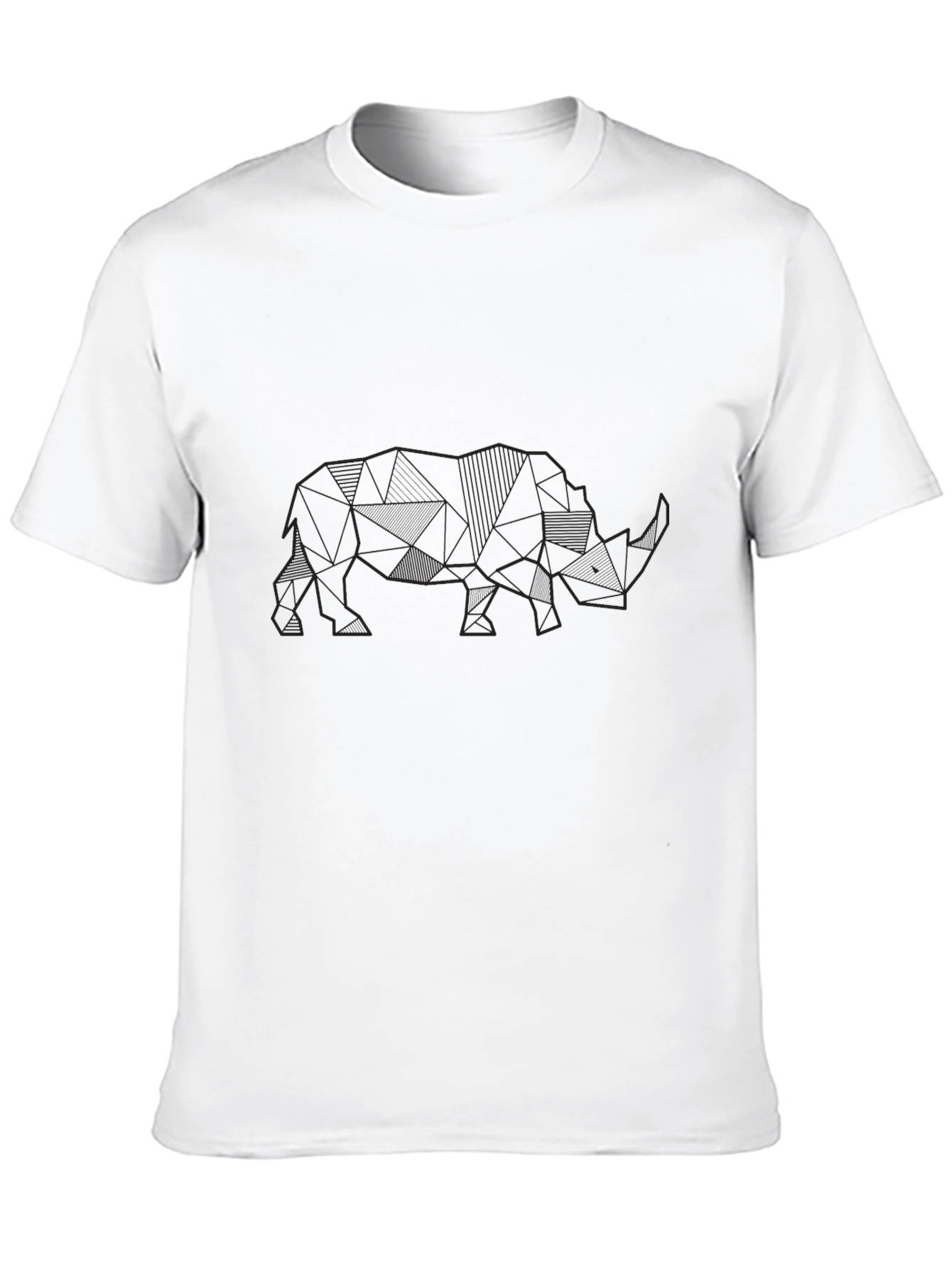 Geometric Rhino Graphic Tee - Modern Style