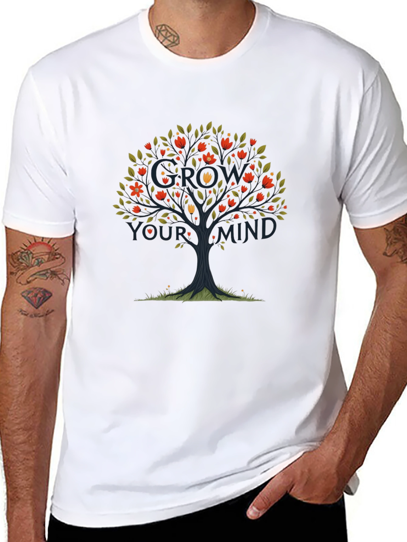 Grow Your Mind Tree Graphic Tee - Black
