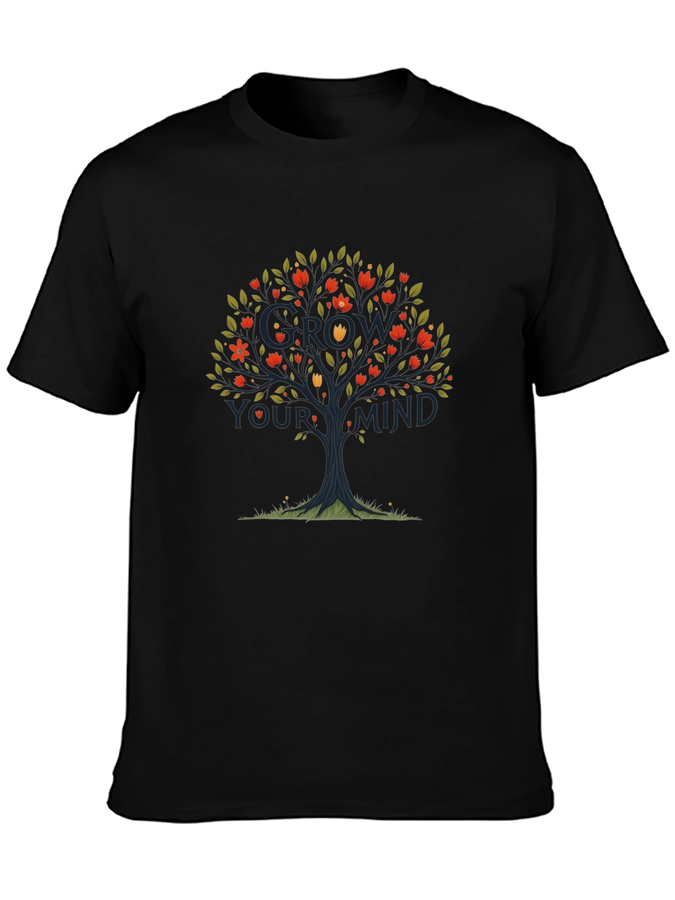 Grow Your Mind Tree Graphic Tee - Black