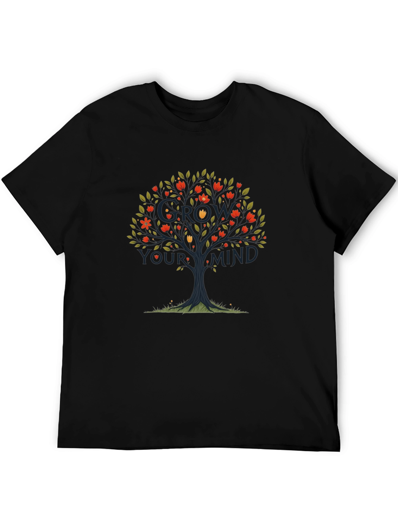 Grow Your Mind Tree Graphic Tee - Black