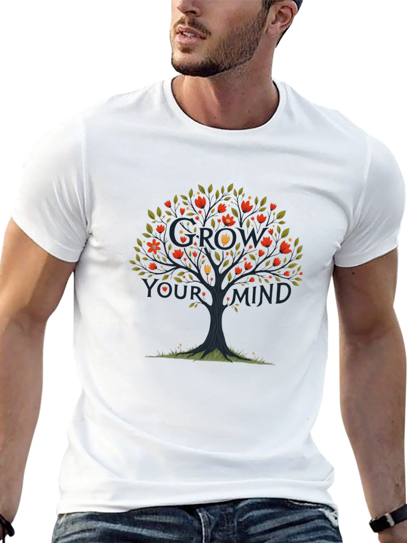 Grow Your Mind Tree Graphic Tee - Black