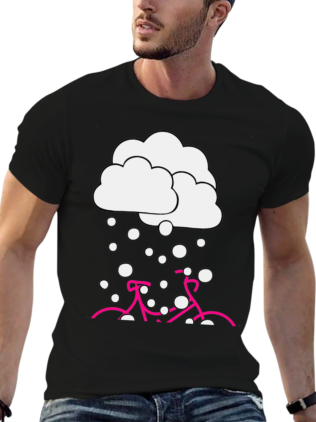 Snowy Bike Graphic Tee - Black Cotton Blend