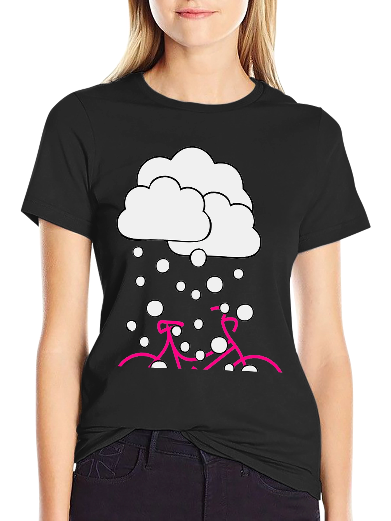 Snowy Bike Graphic Tee - Black Cotton Blend