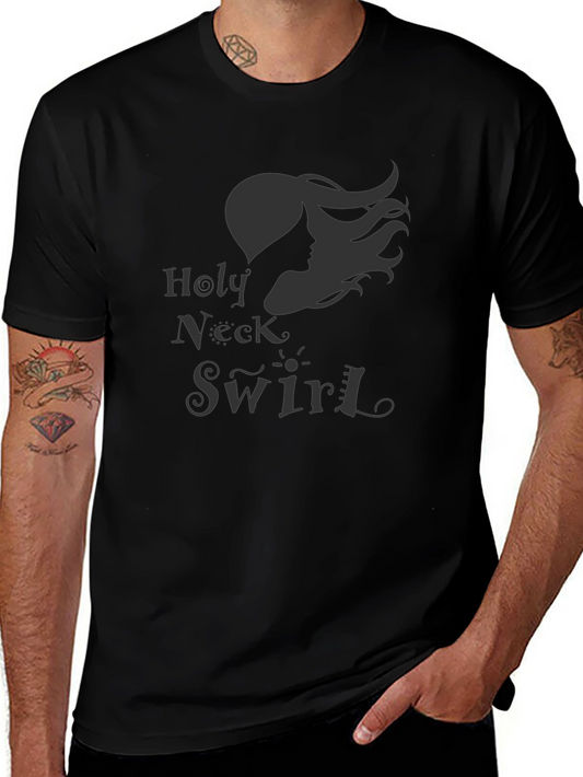 Holy Neck Swirl Graphic Tee - Black Casual Shirt