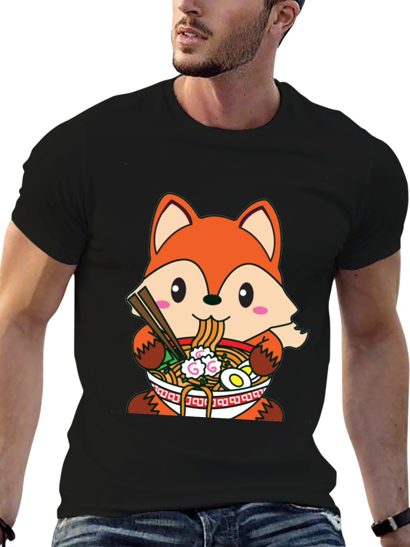 Fox Ramen T-Shirt: Cute Anime Style Graphic Tee
