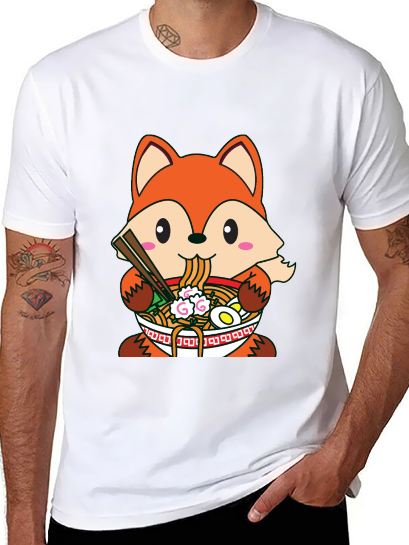 Fox Ramen T-Shirt: Cute Anime Style Graphic Tee