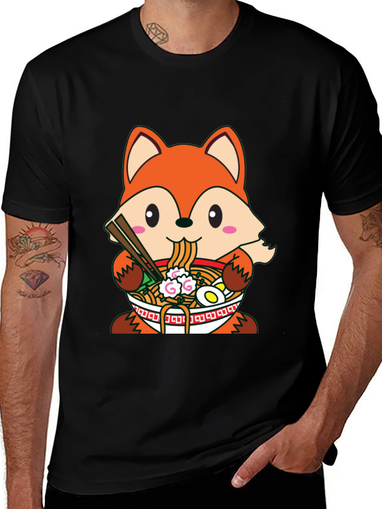 Fox Ramen T-Shirt: Cute Anime Style Graphic Tee