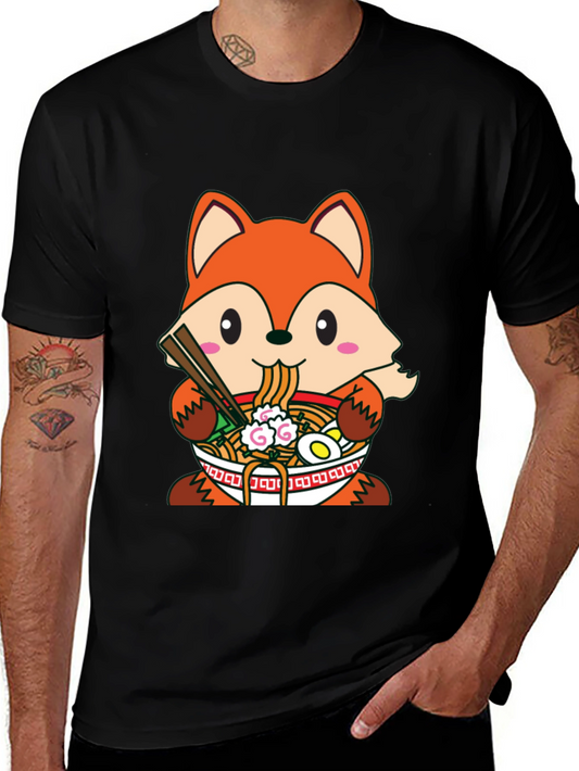 Fox Ramen T-Shirt: Cute Anime Style Graphic Tee