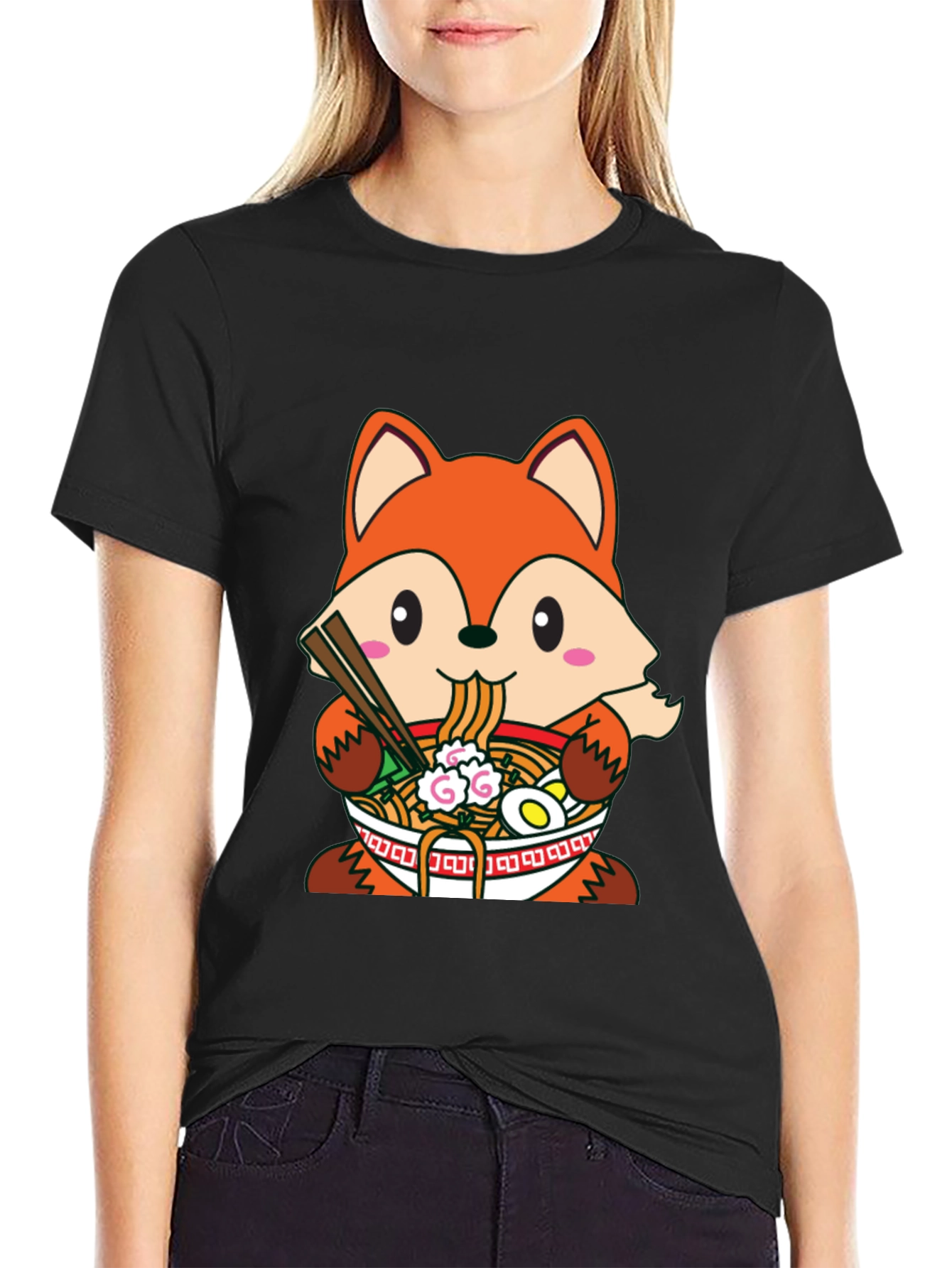 Fox Ramen T-Shirt: Cute Anime Style Graphic Tee