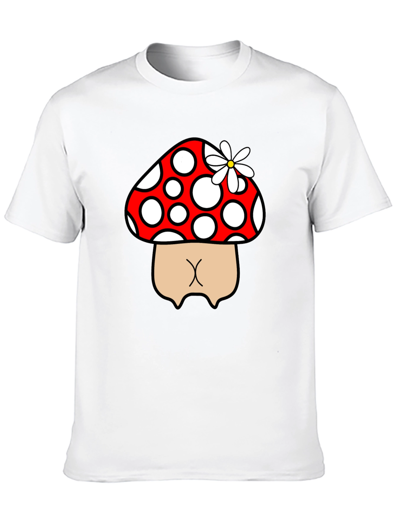Mushroom Butt Funny Graphic Tee - Black