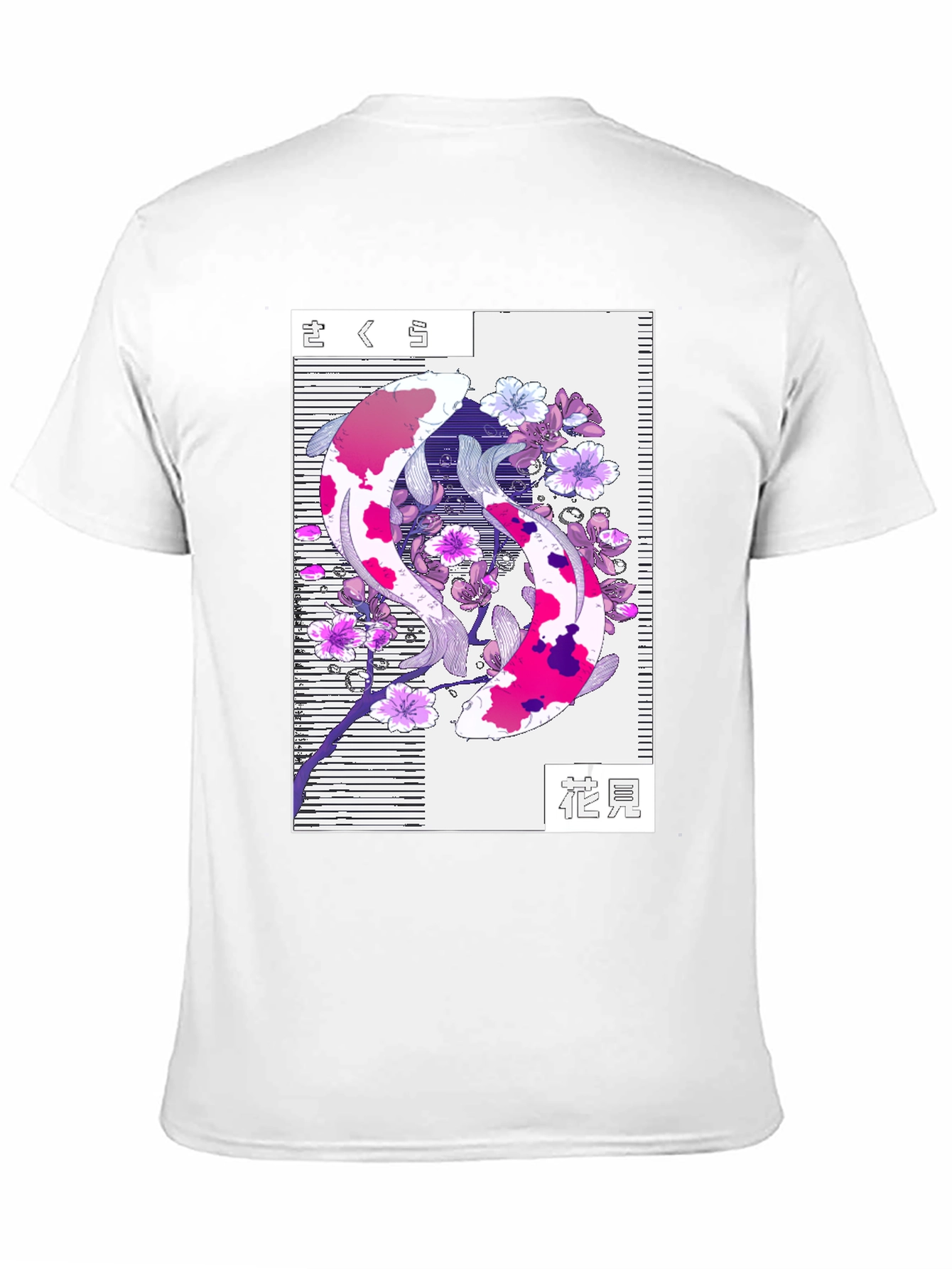 Koi Fish Cherry Blossom Graphic Tee - Black