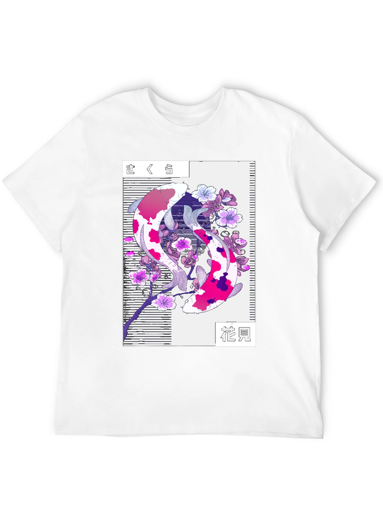 Koi Fish Cherry Blossom Graphic Tee - Black