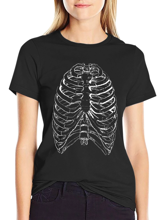 Rib Cage Anatomy Graphic Tee - Black Cotton T-Shirt