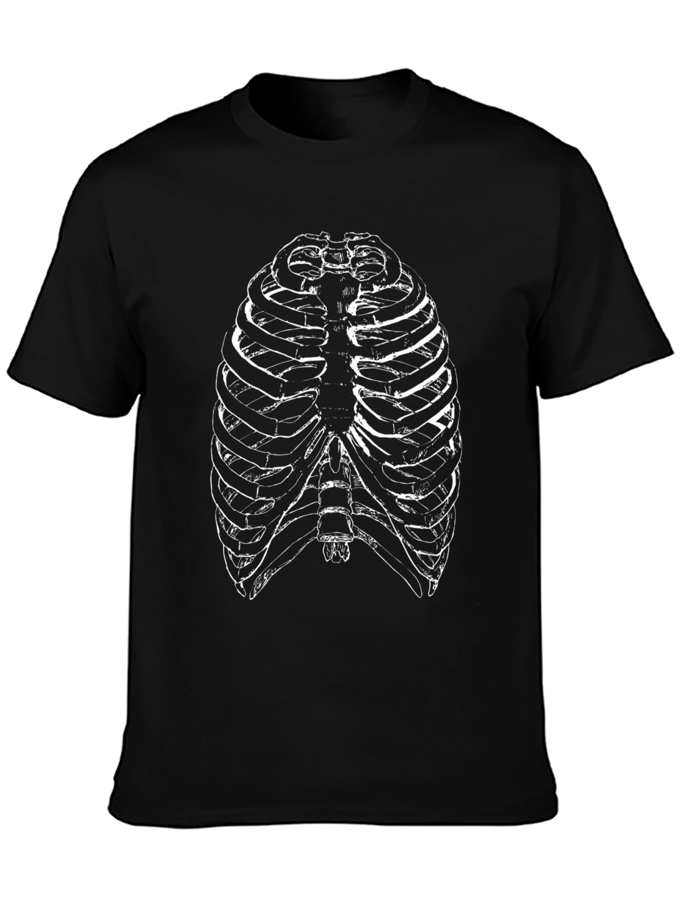 Rib Cage Anatomy Graphic Tee - Black Cotton T-Shirt