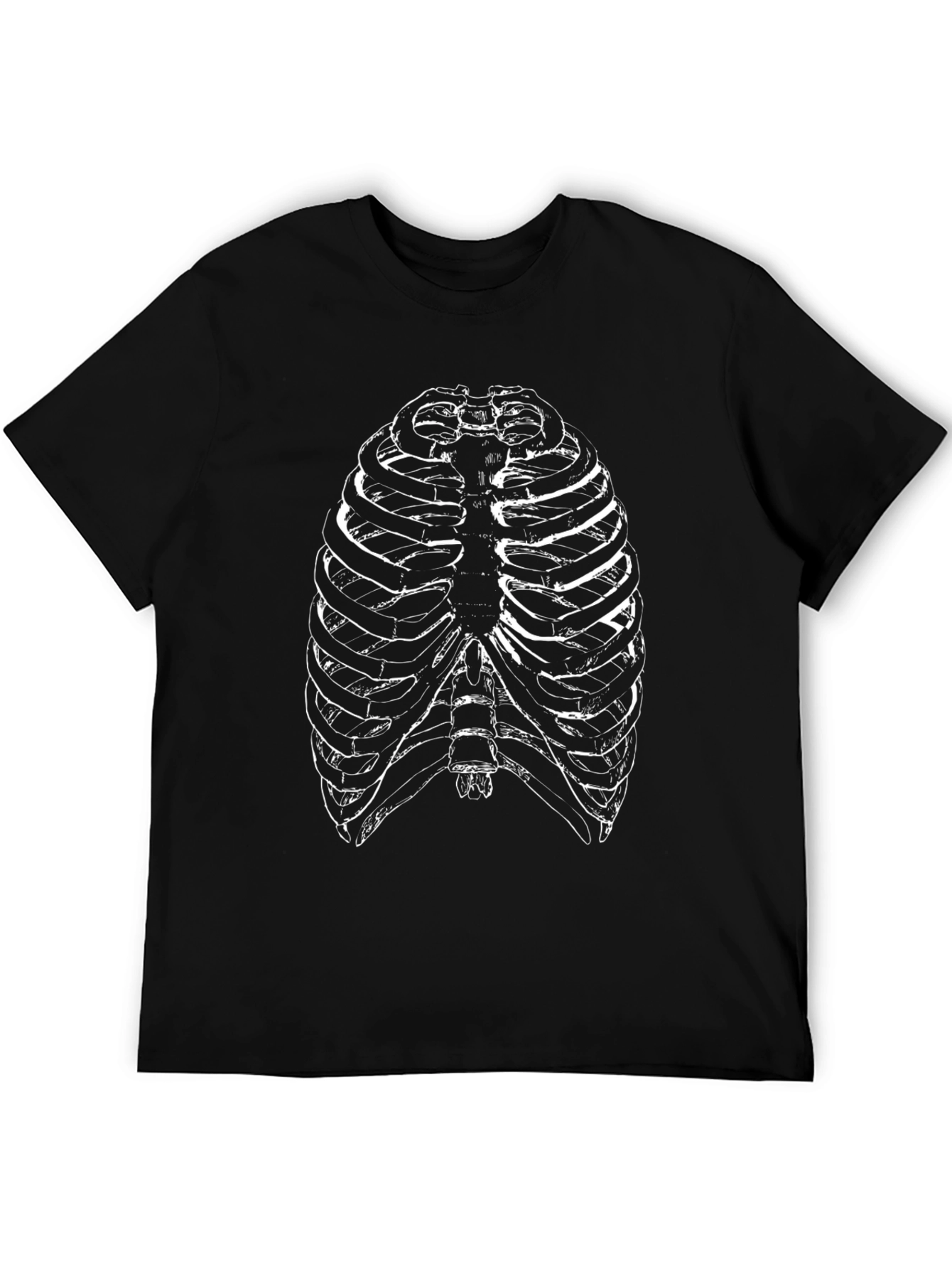 Rib Cage Anatomy Graphic Tee - Black Cotton T-Shirt