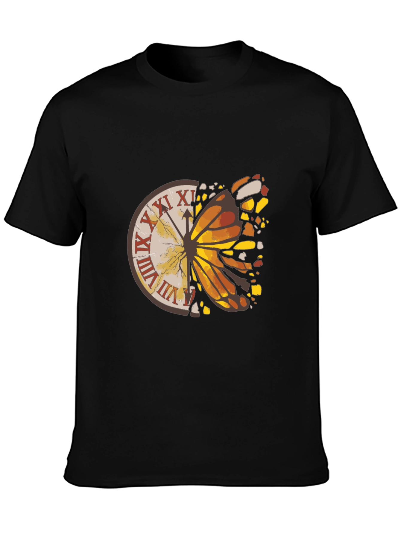 Butterfly Clock Graphic Tee - Mens Black T-Shirt