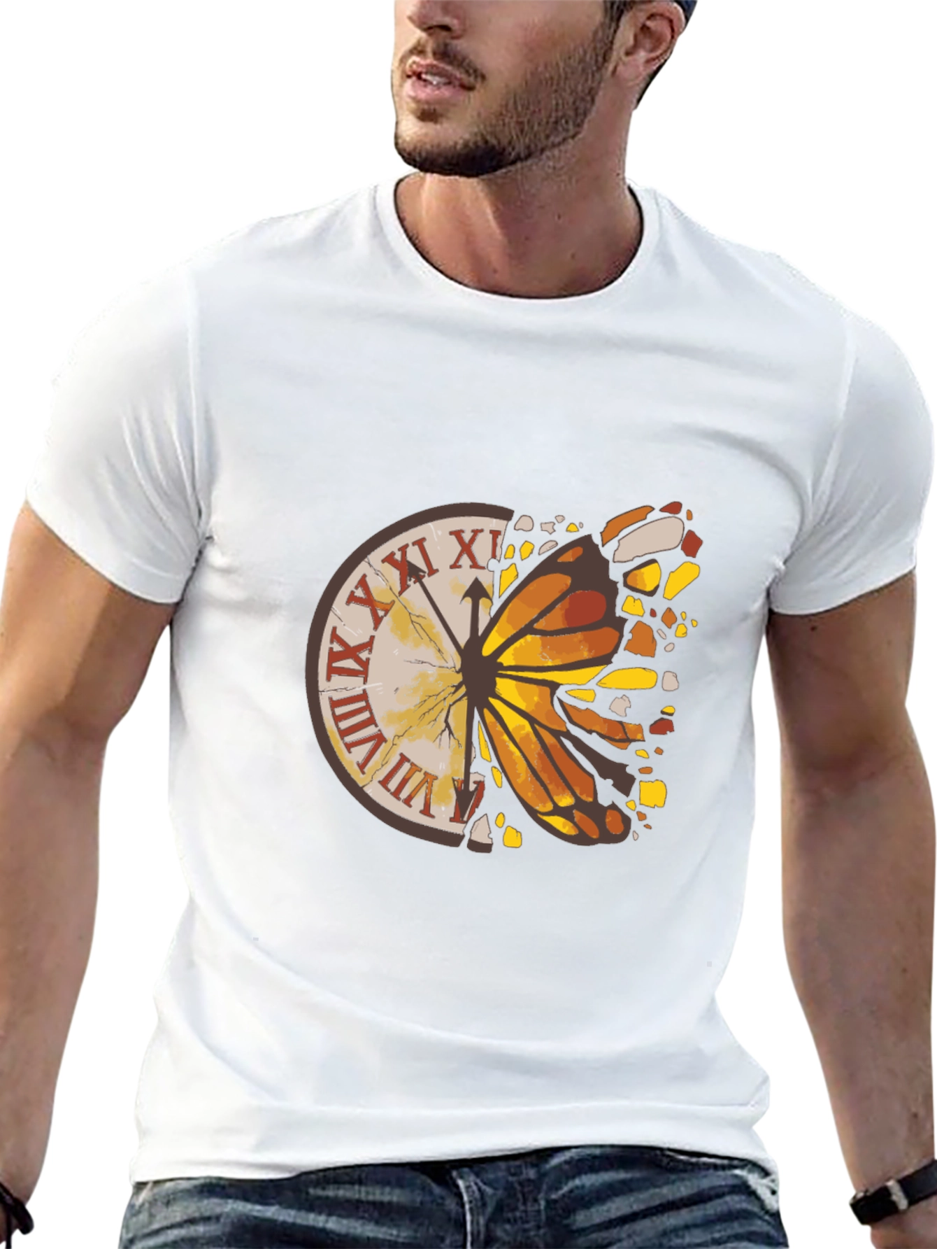 Butterfly Clock Graphic Tee - Mens Black T-Shirt