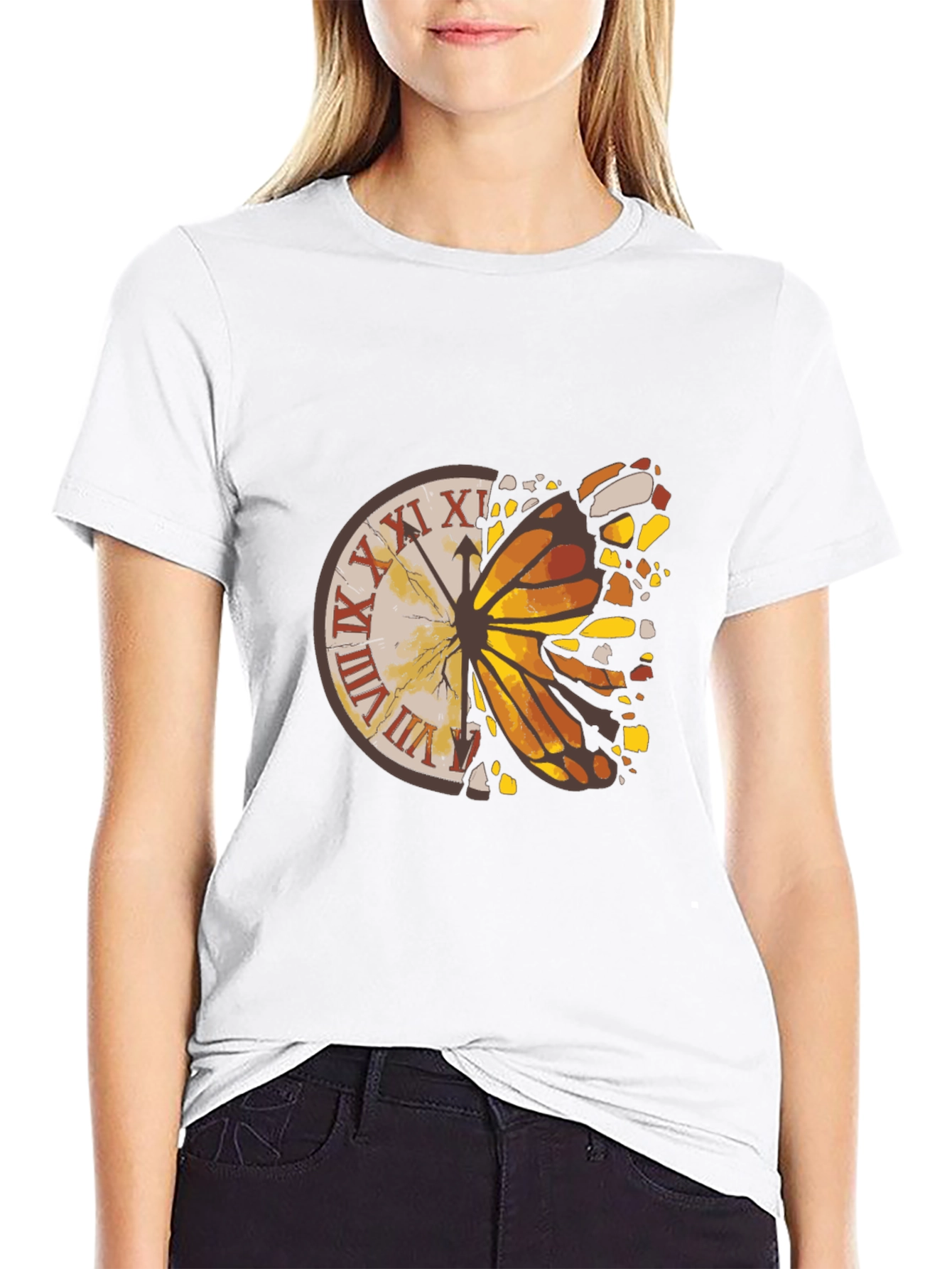 Butterfly Clock Graphic Tee - Mens Black T-Shirt