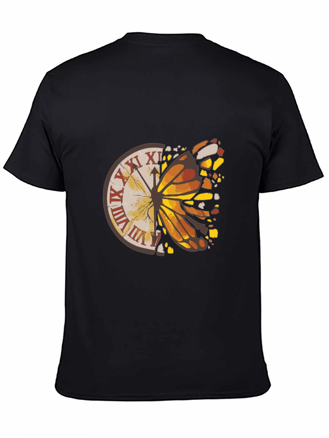 Butterfly Clock Graphic Tee - Mens Black T-Shirt