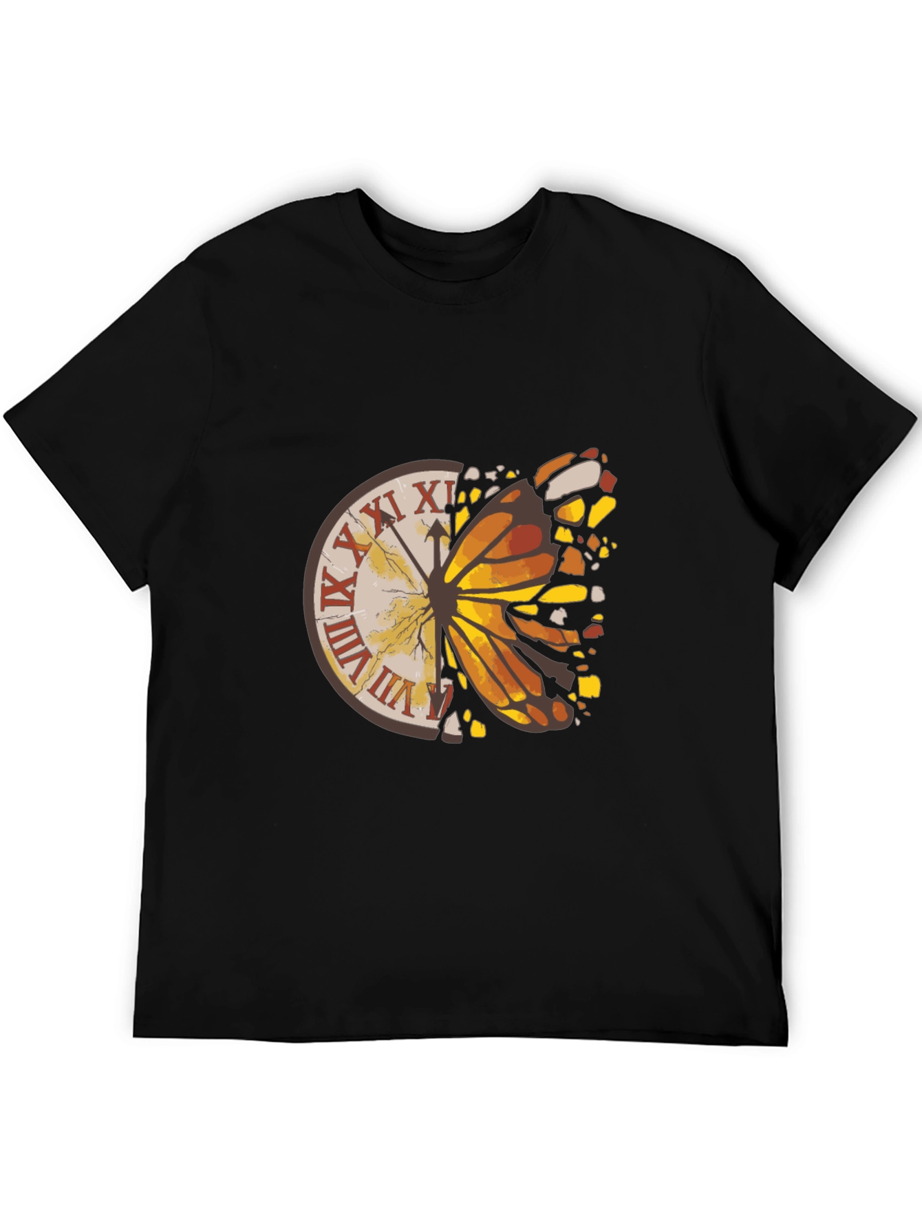 Butterfly Clock Graphic Tee - Mens Black T-Shirt
