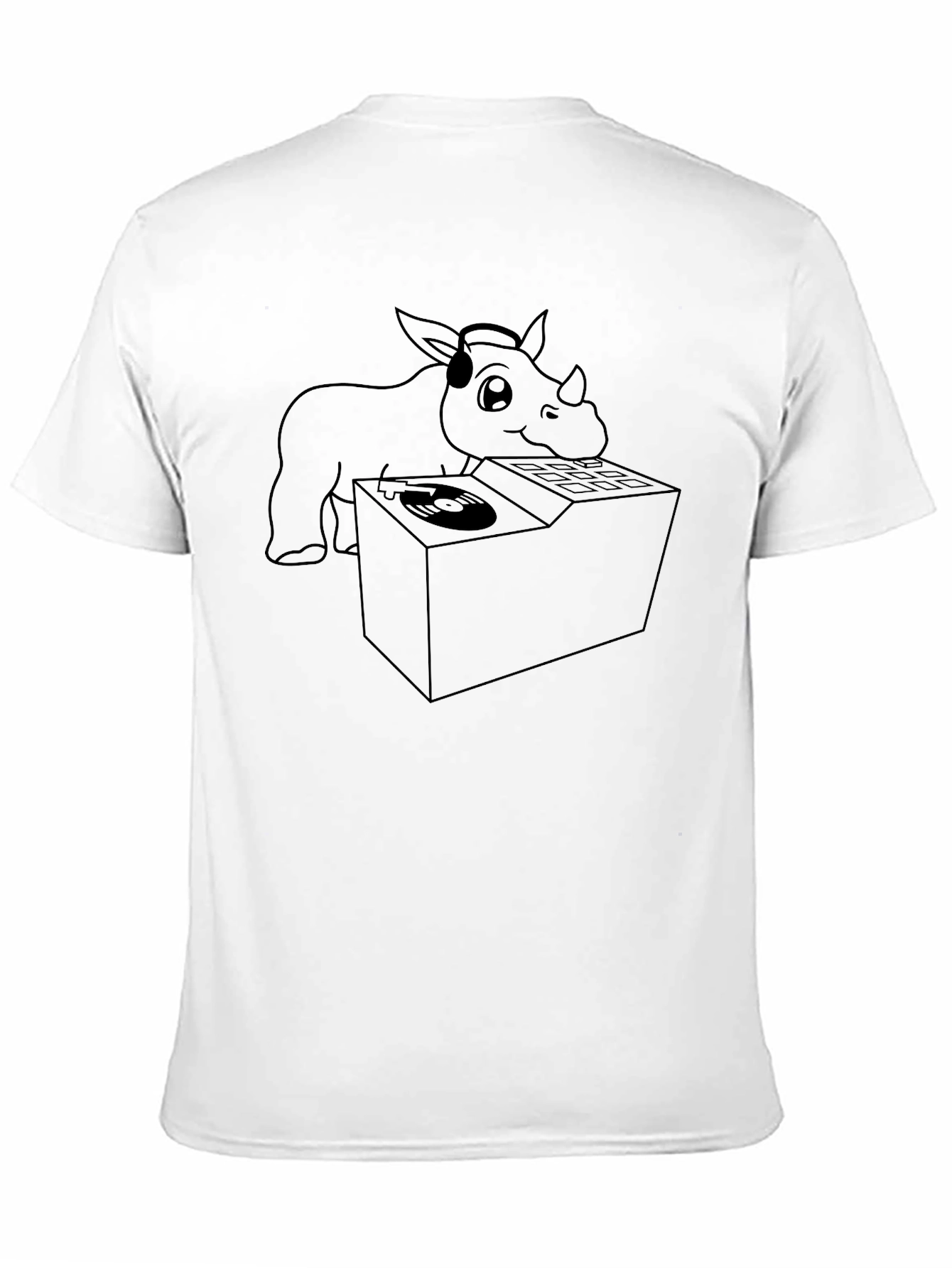 DJ Rhino Black T-Shirt - Cool Animal Graphic Tee