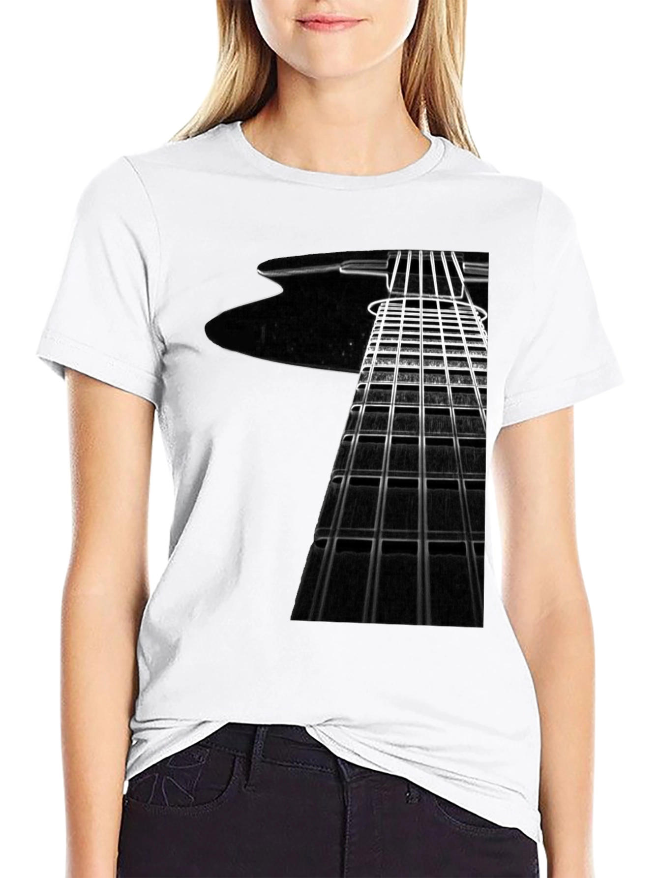 Guitar Fretboard Graphic Tee - Musicians Black T-Shirt