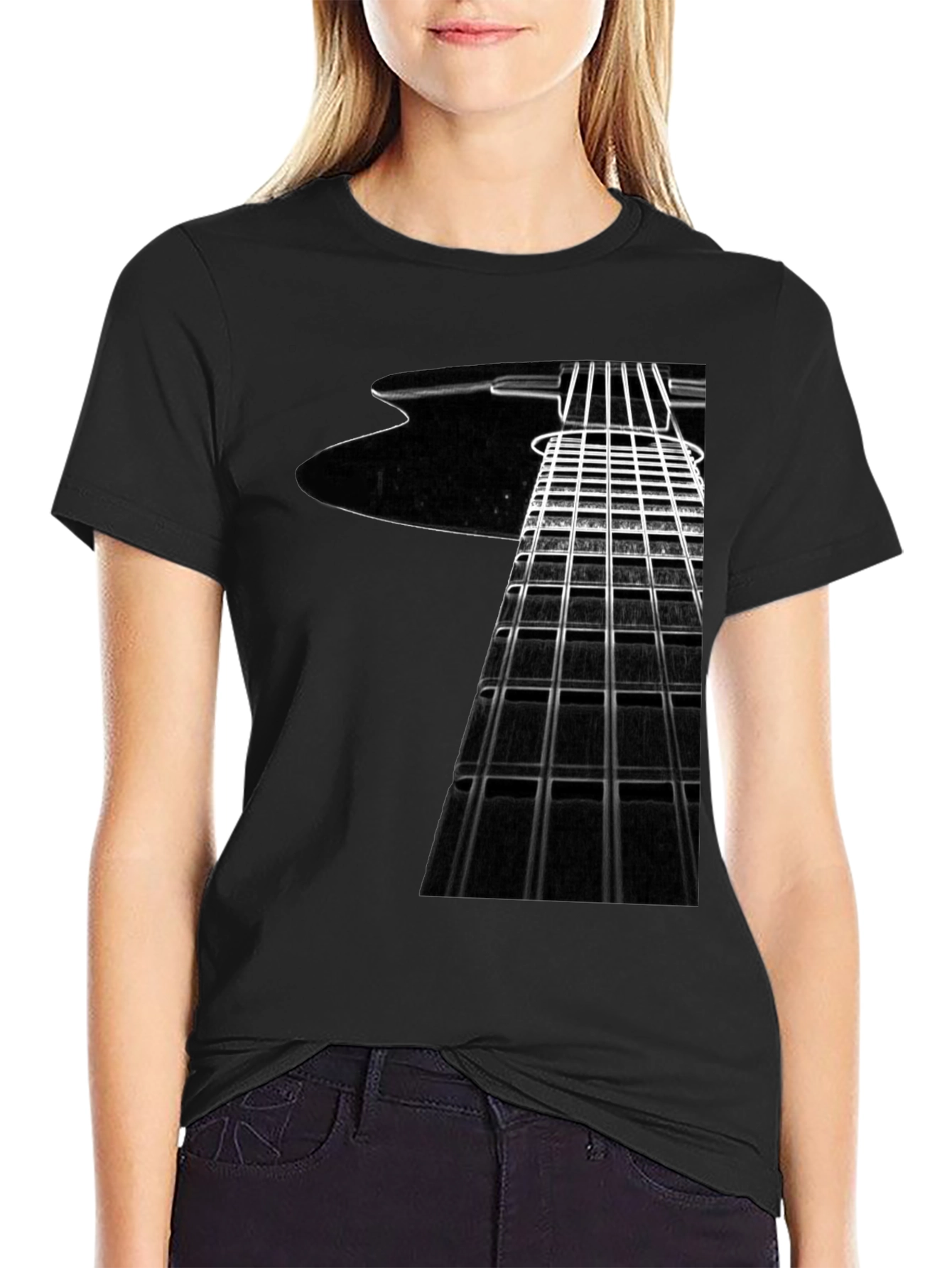 Guitar Fretboard Graphic Tee - Musicians Black T-Shirt