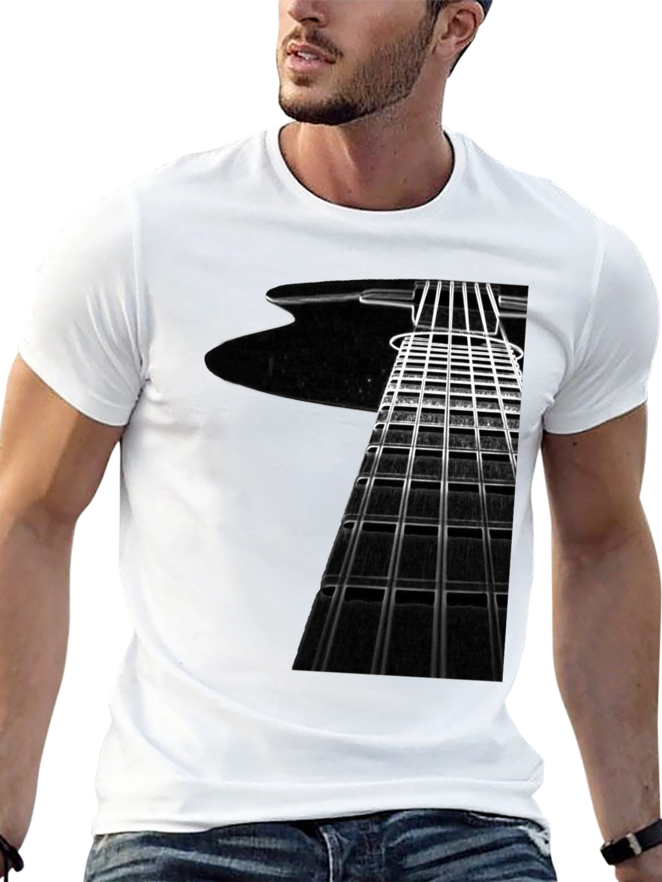 Guitar Fretboard Graphic Tee - Musicians Black T-Shirt