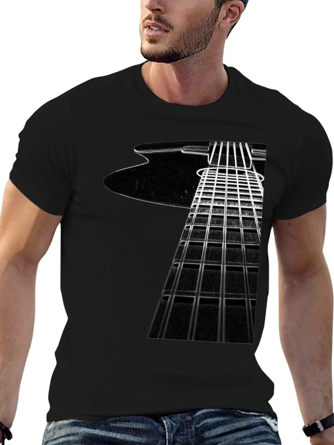 Guitar Fretboard Graphic Tee - Musicians Black T-Shirt