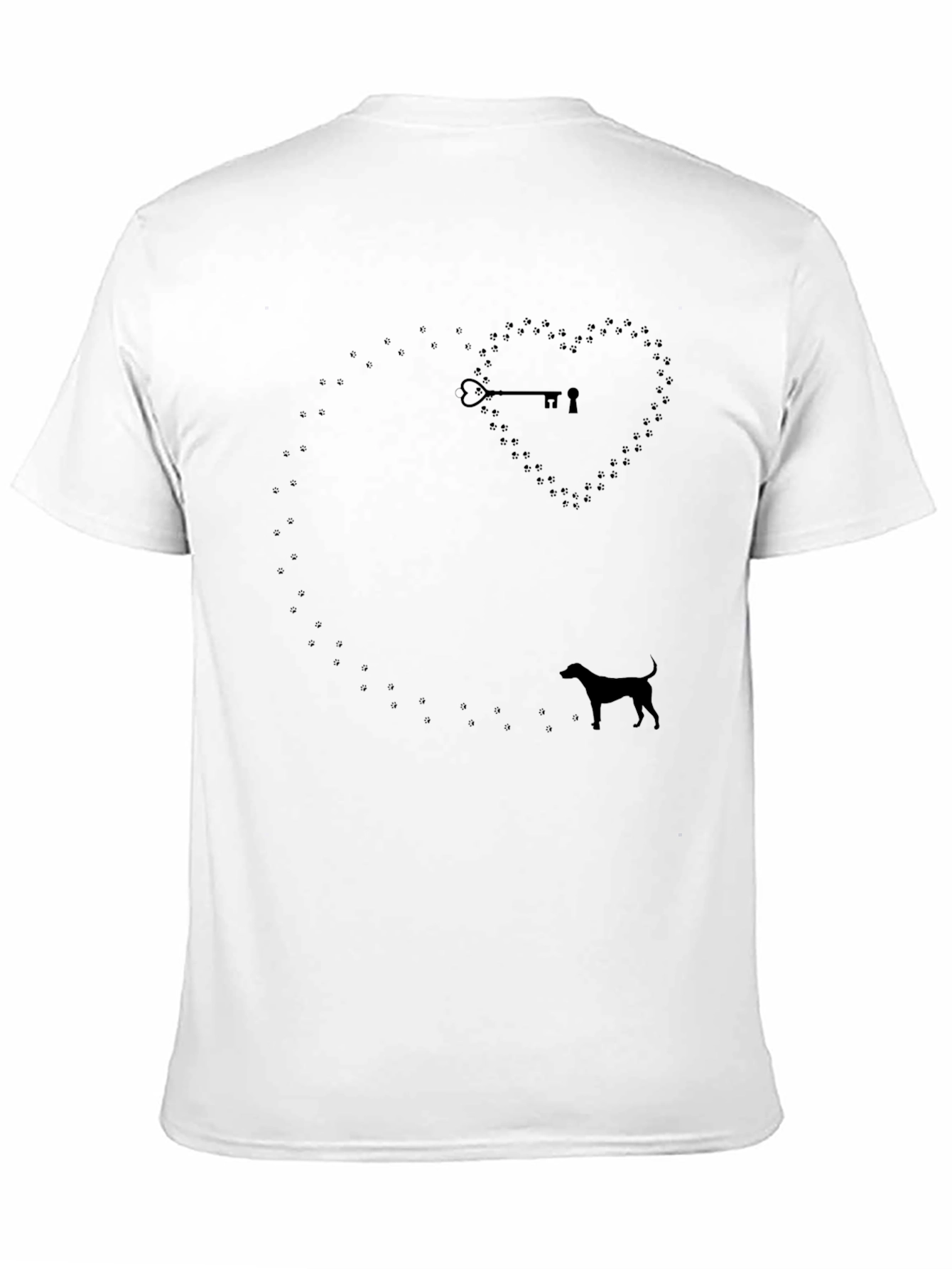 Dog Lover T-Shirt: Heart Paw Print Key