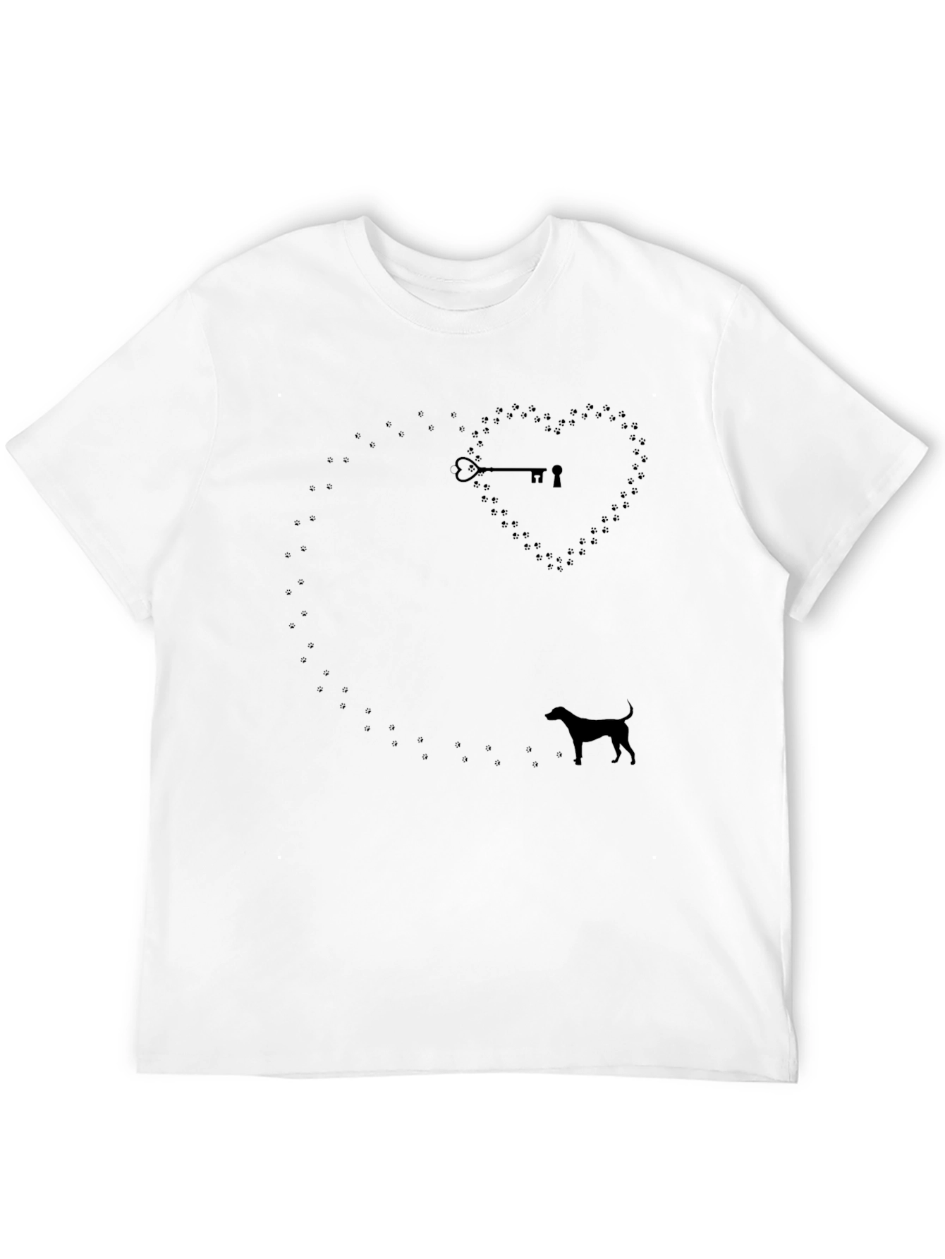 Dog Lover T-Shirt: Heart Paw Print Key