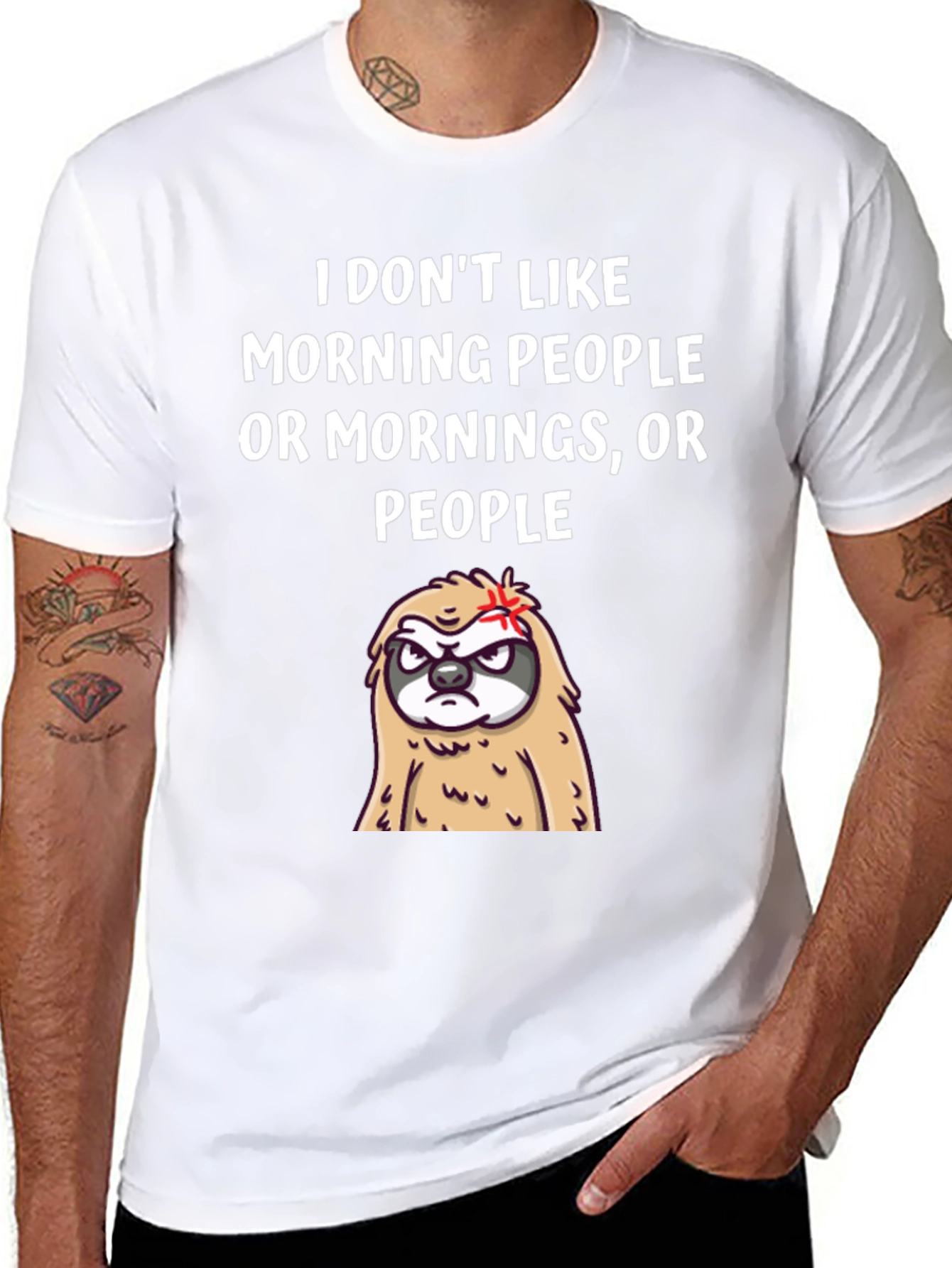 Funny Sloth Graphic T-Shirt - Morning Person Hater