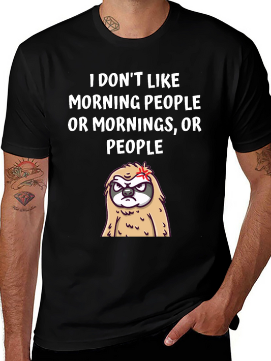 Funny Sloth Graphic T-Shirt - Morning Person Hater