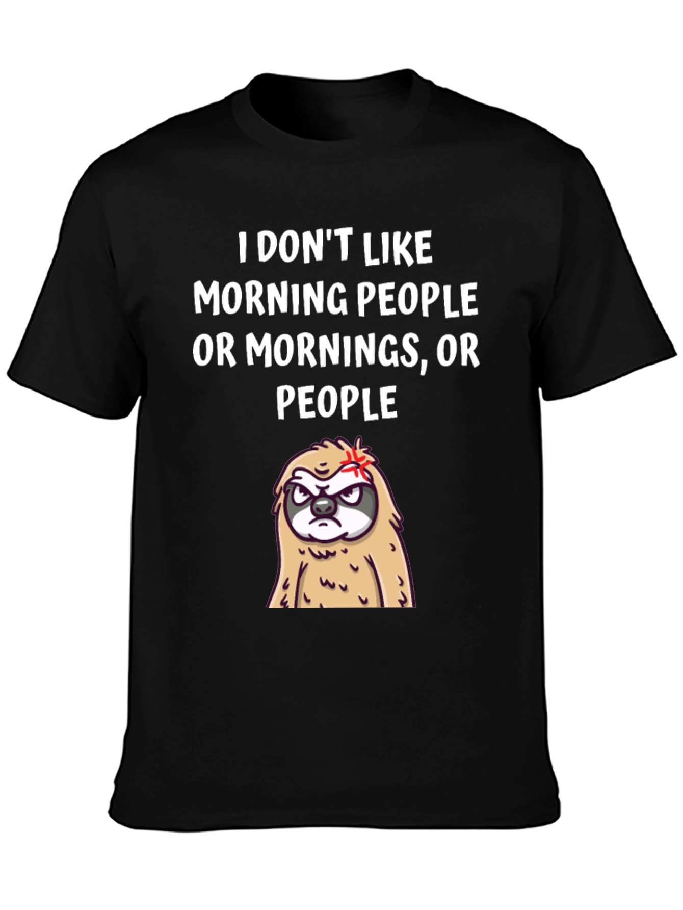 Funny Sloth Graphic T-Shirt - Morning Person Hater