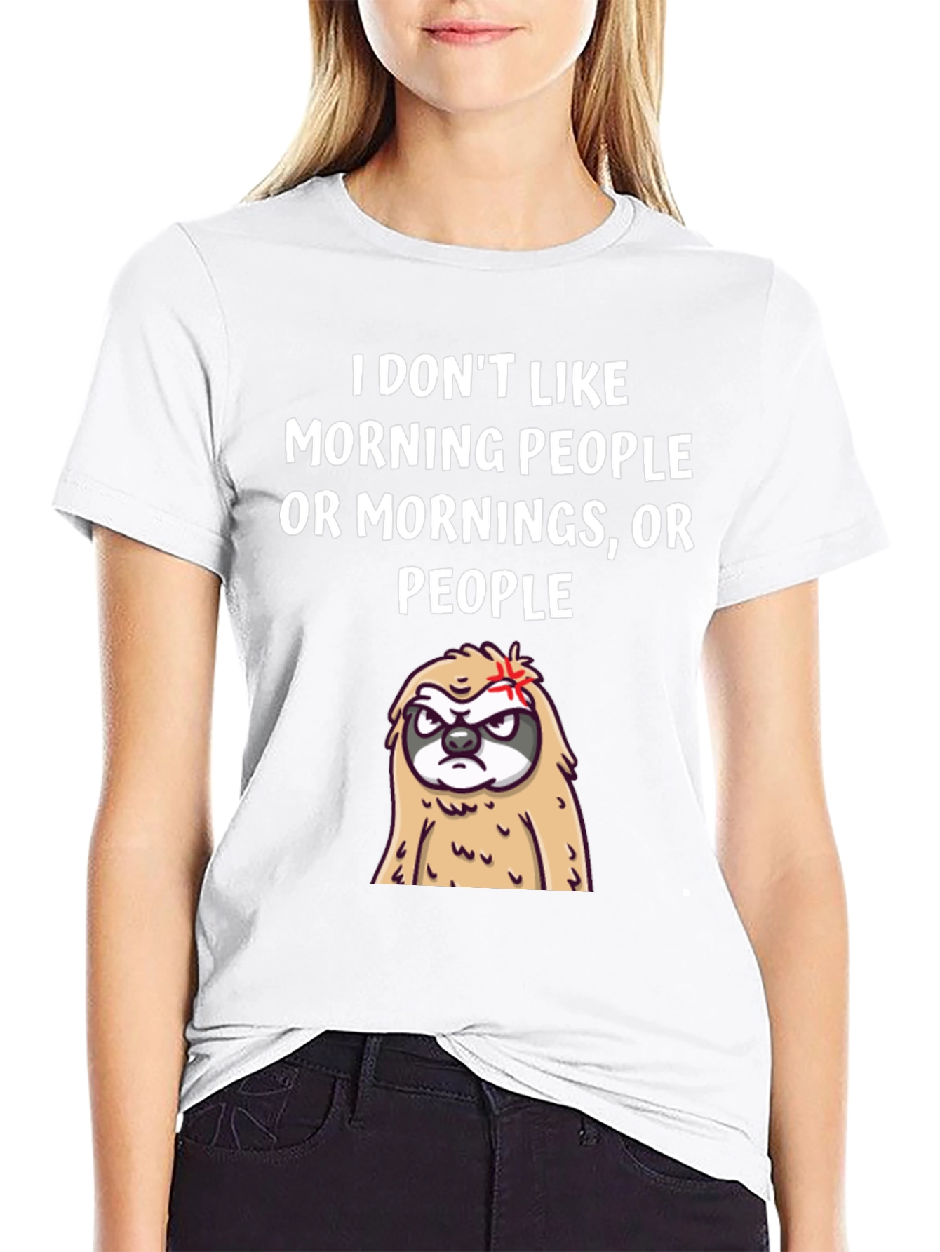 Funny Sloth Graphic T-Shirt - Morning Person Hater