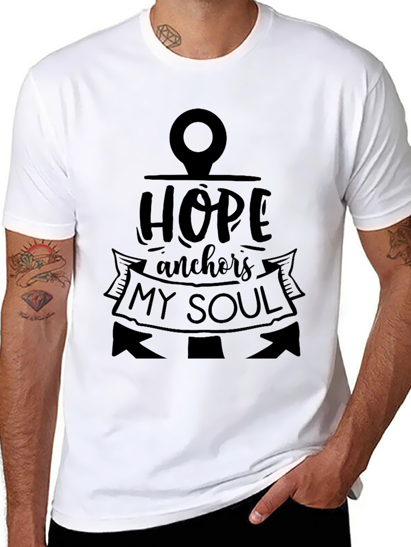 Hope Anchors My Soul Black Graphic T-Shirt