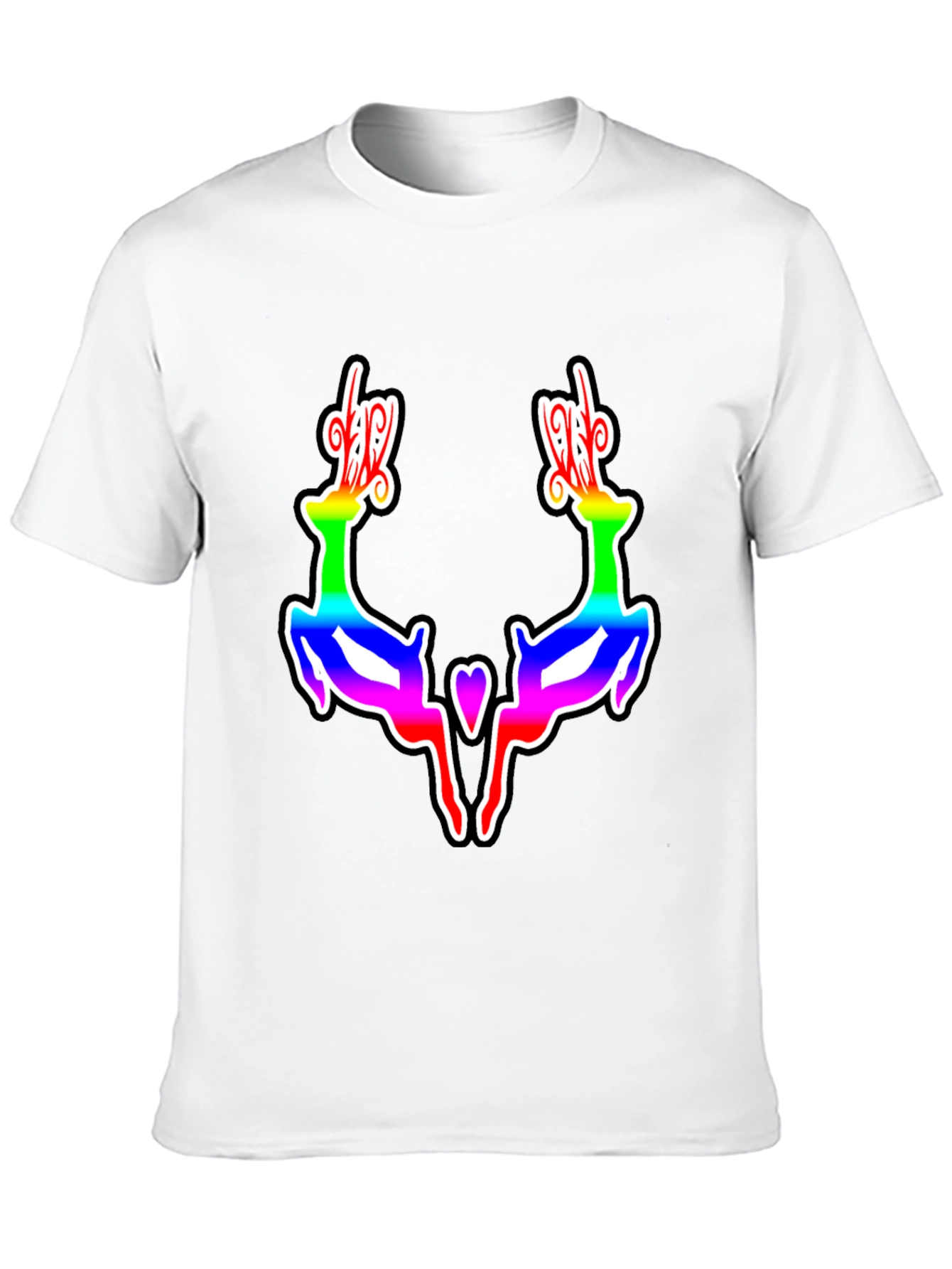 Rainbow Reindeer Graphic Black T-Shirt