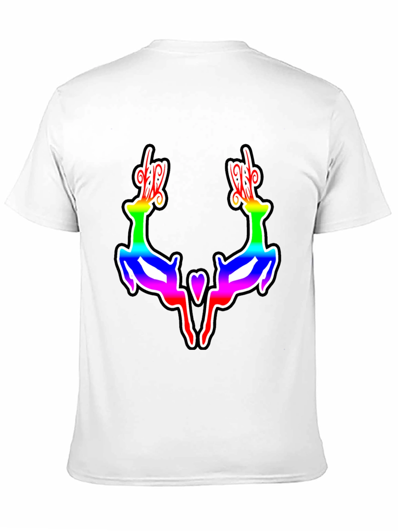 Rainbow Reindeer Graphic Black T-Shirt
