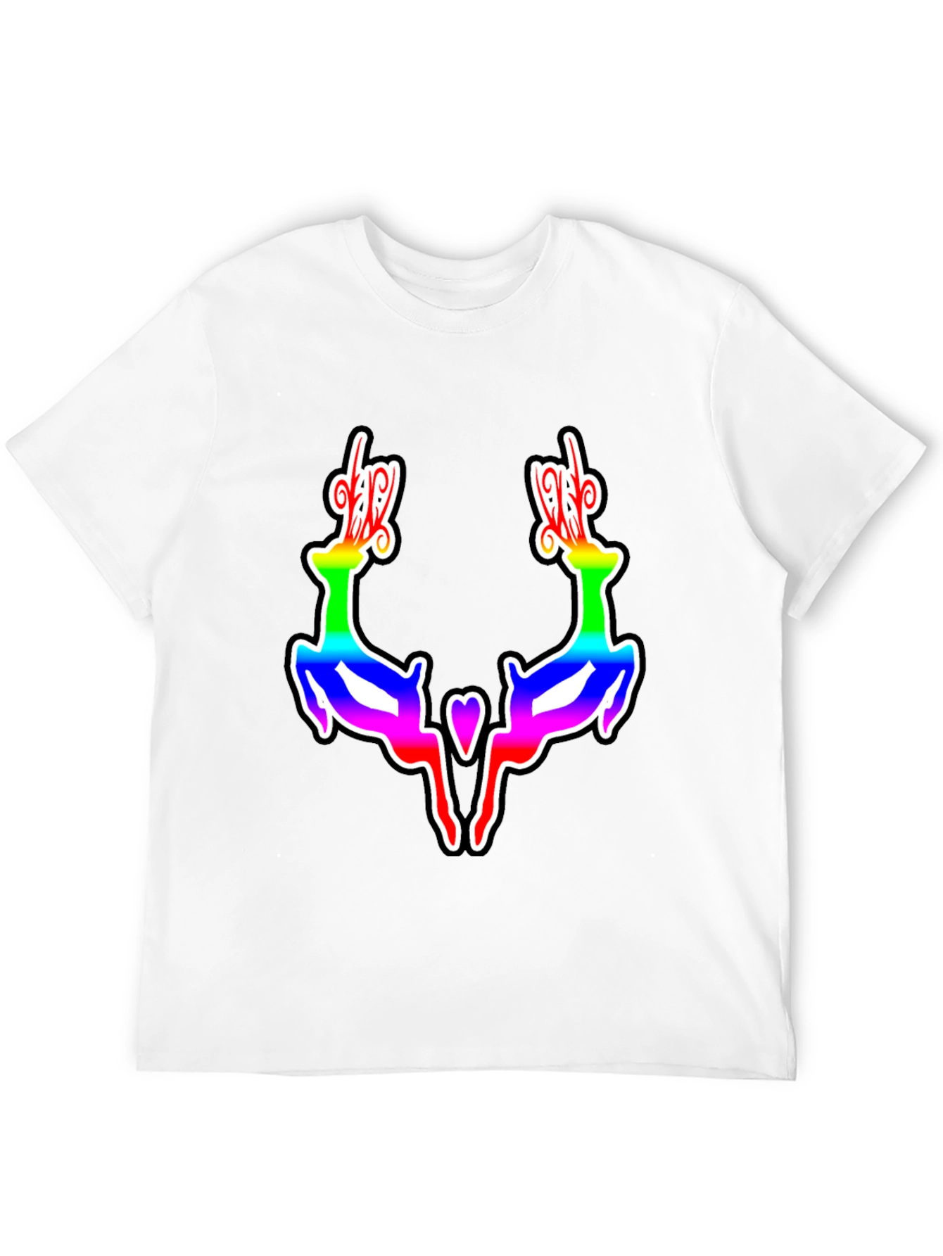 Rainbow Reindeer Graphic Black T-Shirt